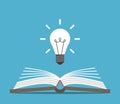 Open book and lightbulb Royalty Free Stock Photo