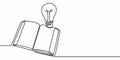 Open Book Lightbulb Continuous Line, Innovation Study Design Royalty Free Stock Photo