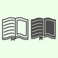 Open book line and solid icon. School study textbook with text and frame outline style pictogram on white background Royalty Free Stock Photo