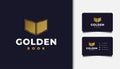 Open Book Logo in Gold Gradient. Usable for Business and Education Logos. Luxury Book Logo