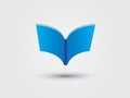 A blue cover open book logo for library in university vector illustration Royalty Free Stock Photo