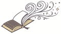 Open Book with Magical Swirling Knowledge, vector design Generative AI Royalty Free Stock Photo