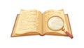 Open Book with Magnifying Glass and Pencil for Study, vector design Generative AI Royalty Free Stock Photo