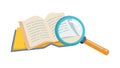 Open Book with Magnifying Glass for Study, vector design Generative AI Royalty Free Stock Photo