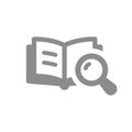 Open book and magnifying glass vector icon Royalty Free Stock Photo