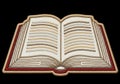 Open book with many pages and red binding on black background Royalty Free Stock Photo