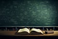 Open book meets a lively green chalkboard backdrop