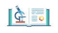 Open Book & Microscope: Scientific Research Vector, vector design Generative AI Royalty Free Stock Photo