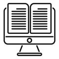 Open book online icon outline vector. App audio books