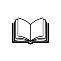 Open book outline symbol with multiple pages, representing education and knowledge Royalty Free Stock Photo