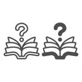 Open book with pages, question line and solid icon, children book day concept, flipping pages vector sign on white Royalty Free Stock Photo