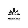 open book and pen vector logo icon Royalty Free Stock Photo