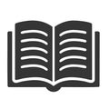 Open Book Pictogram for Knowledge Learning and Reading Symbol. Glyph Icon Representing Education or Library Royalty Free Stock Photo