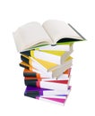 Open book and pile of books Royalty Free Stock Photo