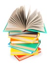 The open book on a pile of multi-coloured books. Royalty Free Stock Photo