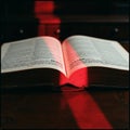 Illuminated Open Book with Red Light Beam Royalty Free Stock Photo