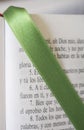 Open Book of Psalms, green bound bookmark over the page Royalty Free Stock Photo