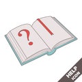 Open book and a question mark 3D vector icon in flat style Royalty Free Stock Photo