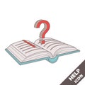 Open book and a question mark 3D vector icon in flat style Royalty Free Stock Photo