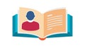 Open Book with Reader Icon Vector, vector design Generative AI Royalty Free Stock Photo