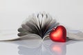 Open book and red heart