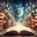 An open book reveals a world of fantasy and imagination.