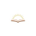 Open book with shine rays icon. Knowledge symbol isolated on white background Royalty Free Stock Photo