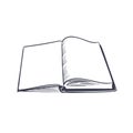 Open book. Small creative black logo of opened top studying page without text for library vector template Royalty Free Stock Photo