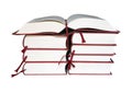 Open book on a stack of books Royalty Free Stock Photo