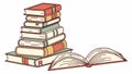 Open book with stack, storytelling and reading concept vector design Generative AI Royalty Free Stock Photo