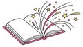 Open Book with Starburst of Ideas and Creativity, vector design Generative AI Royalty Free Stock Photo