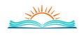 Open book and sun education logo icon. Royalty Free Stock Photo