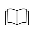 Open book symbol. Knowledge reading icon. Simple black outline. Vector page shape. Royalty Free Stock Photo