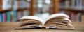 open book on a table in a library, AI generated Royalty Free Stock Photo