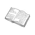 Open book with text icon. Can be used as logo for bookstore or shop, library, educational or learning concept etc. Royalty Free Stock Photo