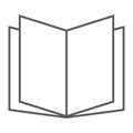 Open book thin line icon, school and education