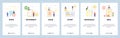 Open book, todo list, office materials. Mobile app onboarding screens. Menu vector banner template for website and