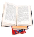 Open book on top of stack of books Royalty Free Stock Photo