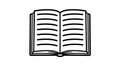 Open book vector icon with two pages and lined text, bold outline, minimalist flat design for education, reading, and library Royalty Free Stock Photo