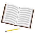 Open book. Vector illustration of a book or Notepad and pencil Royalty Free Stock Photo