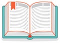 Open book vector illustration with bookmark symbol of knowledge and education Royalty Free Stock Photo