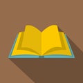 Open book with yellow pages icon, flat style Royalty Free Stock Photo