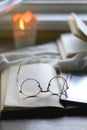 Books, Reading Glasses and E-Reader Royalty Free Stock Photo