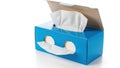 Open box of blue tissue papers isolated on white background Royalty Free Stock Photo
