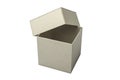 An open box of cardboard for the presentation of your design. Object on white background. Royalty Free Stock Photo