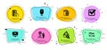 Open box, Collagen skin and Discount icons set. Recovery devices, Checkbox and Scroll down signs. Vector