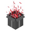 Open box confetti icon, isometric style