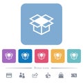 Open box flat icons on color rounded square backgrounds Royalty Free Stock Photo