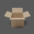 Open box front view. Empty paper parcel. Isolated realistic carton. Vector illustration Royalty Free Stock Photo