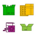 Open box icon set, color outline style Royalty Free Stock Photo